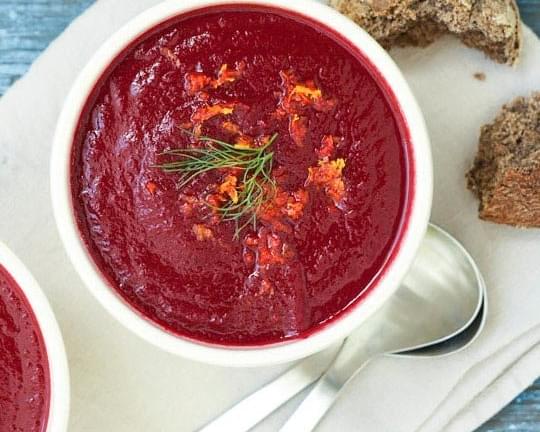 Roasted Beet Soup with Fennel and Orange