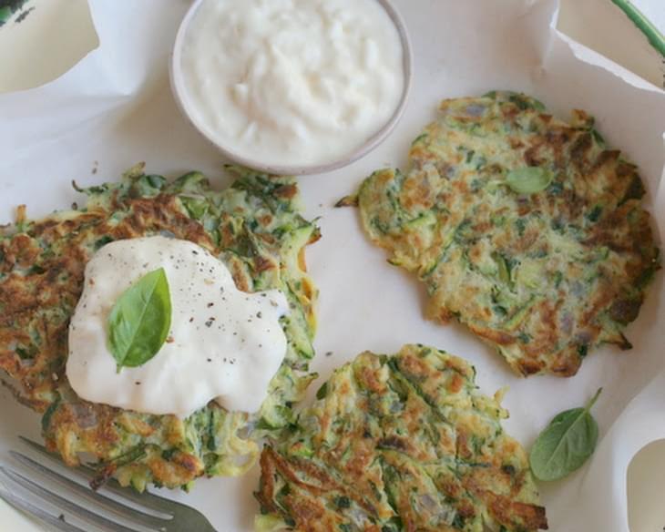 Zucchini And Basil Fritters With Stracciatella Cheese