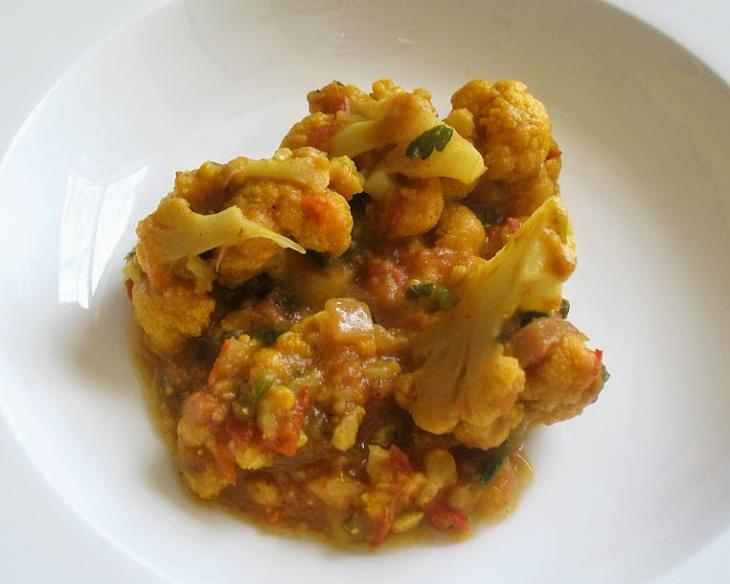 Gently Simmered Cauliflower in a Spicy Tomato Sauce