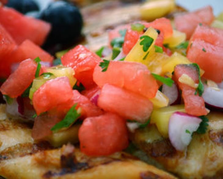Chile Chicken with Gingered Watermelon Salsa