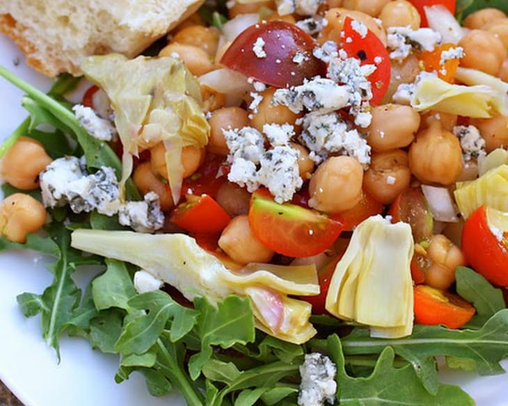 Cherry Tomato Salad with Beans, Blue Cheese and Arugula
