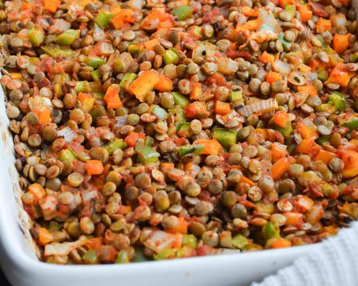 ROASTED LENTILS WITH BELL PEPPERS