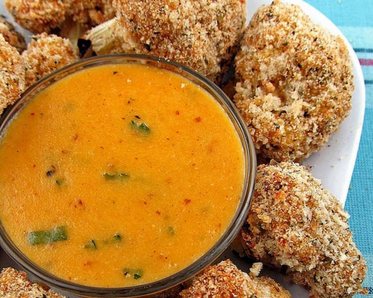 Baked Cauliflower Bites with Cheddar Dipping Sauce