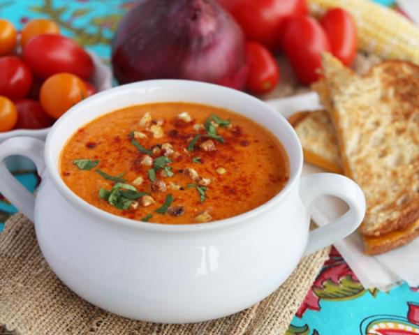 Roasted Sweet Corn and Tomato Soup