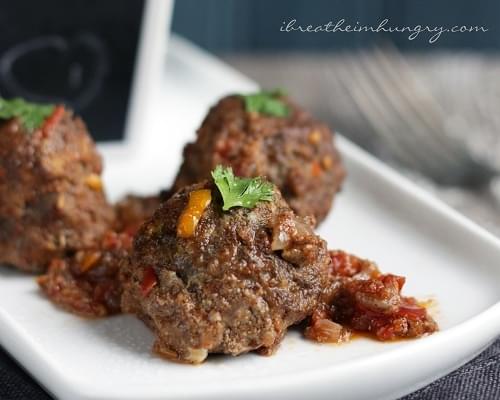 Morrocan Meatballs with Harissa BBQ Sauce - Low Carb & Gluten Free