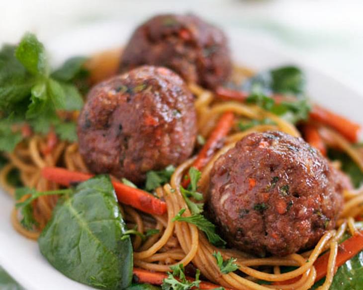 Turkey Meatballs with Asian Style Noodles
