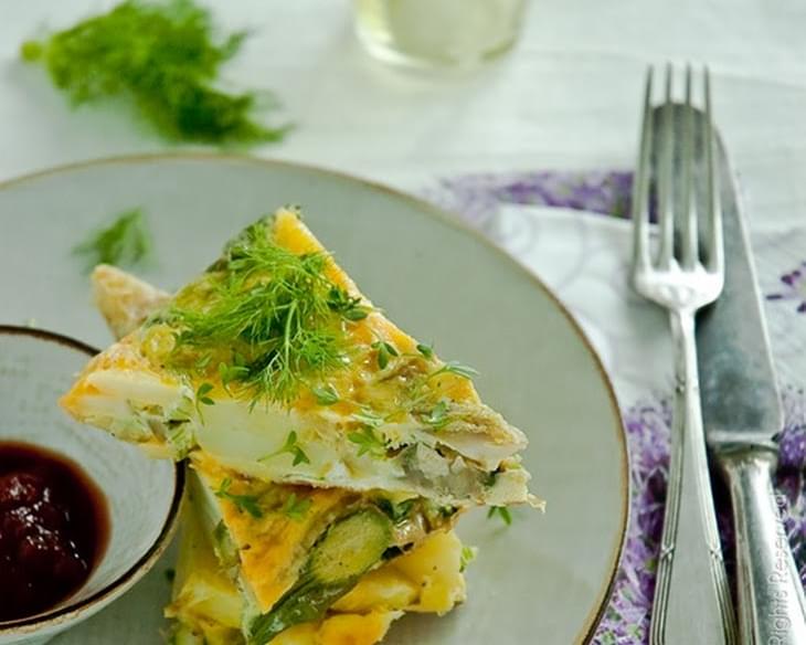 Spanish Tortilla with Asparagus, Fennel and Cress