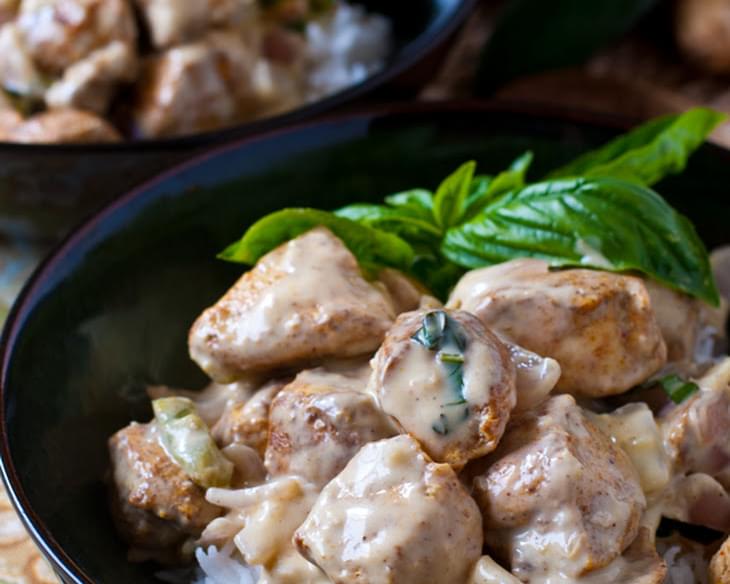 Basil Chicken in Coconut-Curry Sauce