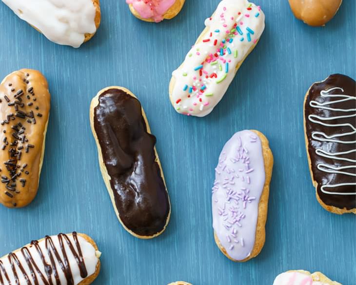 Chocolate-Glazed Eclairs with Vanilla Bean Pastry Cream Filling
