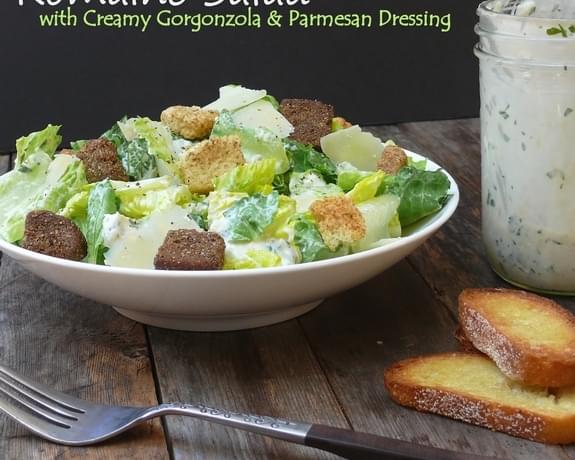 Romaine Salad with Creamy Gorgonzola and Parmesan Dressing