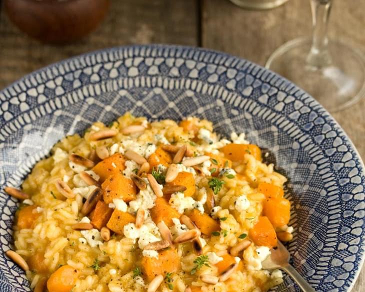 Roasted Pumpkin Risotto With Blue Cheese And Toasted Pine Nuts