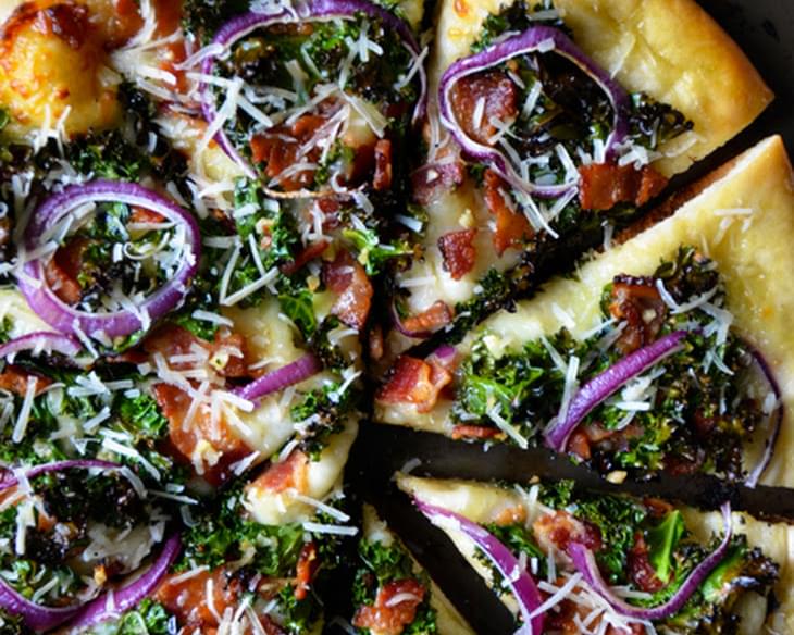 Garlicky Kale and Bacon Pizza