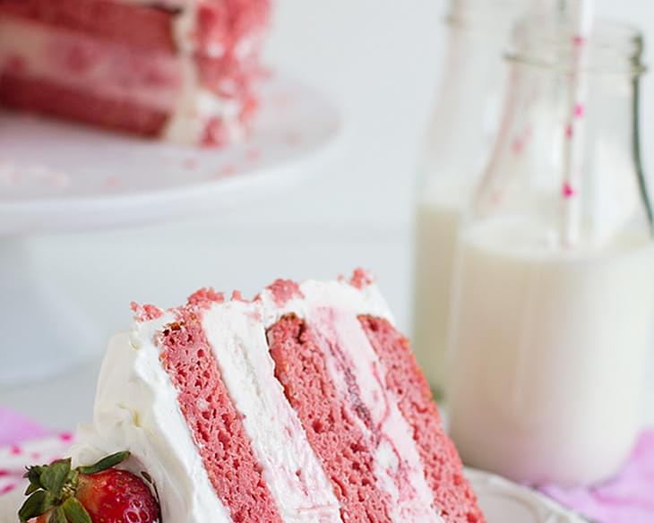 Strawberry Milkshake Ice Cream Cake