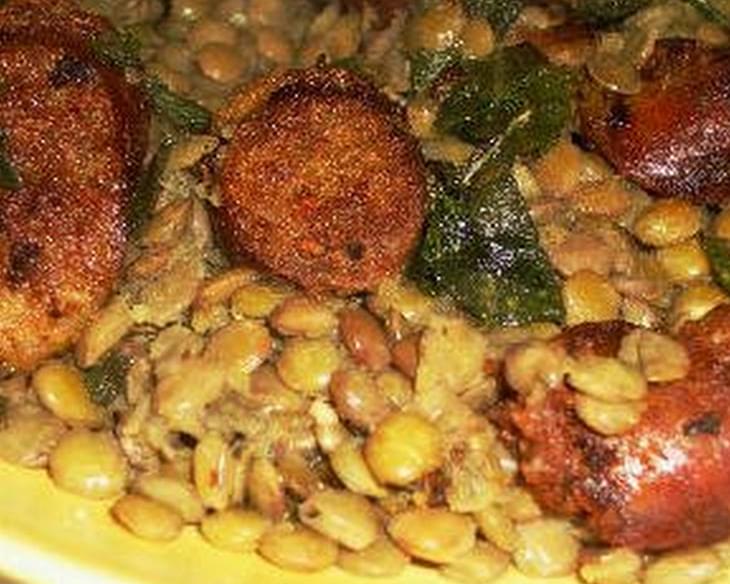 Sausage and Lentils with Fried Sage
