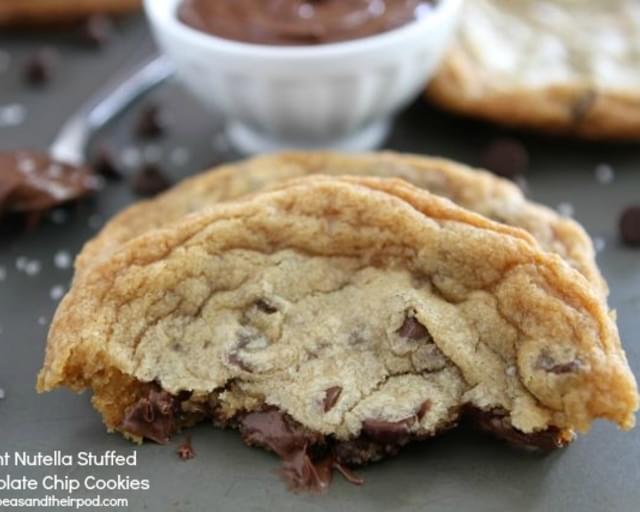 Giant chocolate chip cookies with a Nutella surprise!
