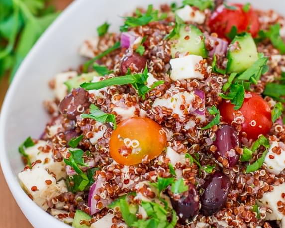 Greek Chicken Red Quinoa Salad