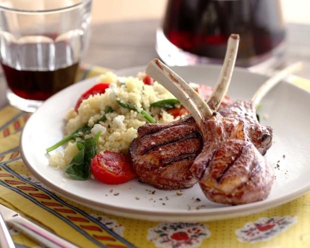Lamb Chops with Spinach Tomato Couscous