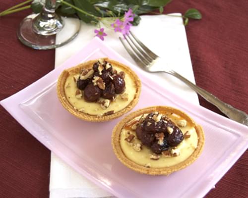 Goat Cheese Sweet Potato Cheesecakes w/ Roasted Grapes