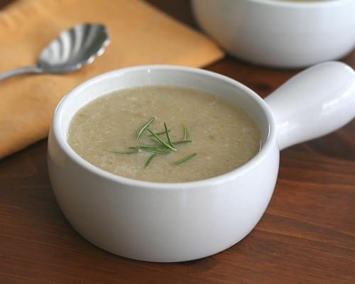 Cream of Endive Soup with Rosemary Parmesan Crisps