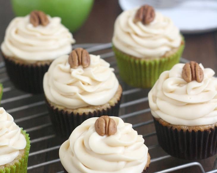 Apple-Cinnamon Cupcakes with Caramel Cream Cheese Frosting