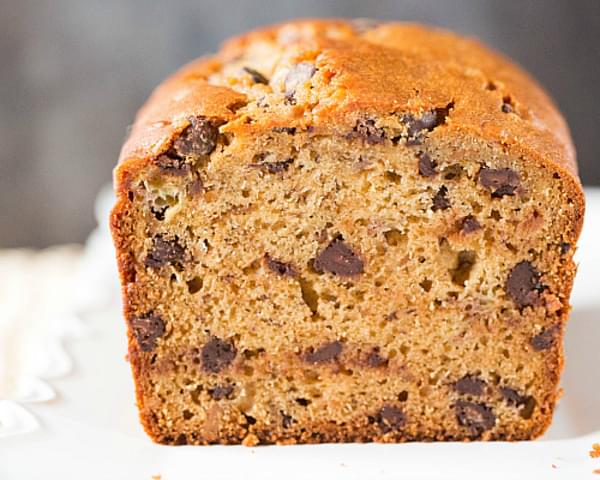Peanut Butter-Banana Bread with Chocolate Chips