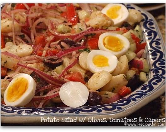 Potato Salad with Olives, Tomatoes and Capers