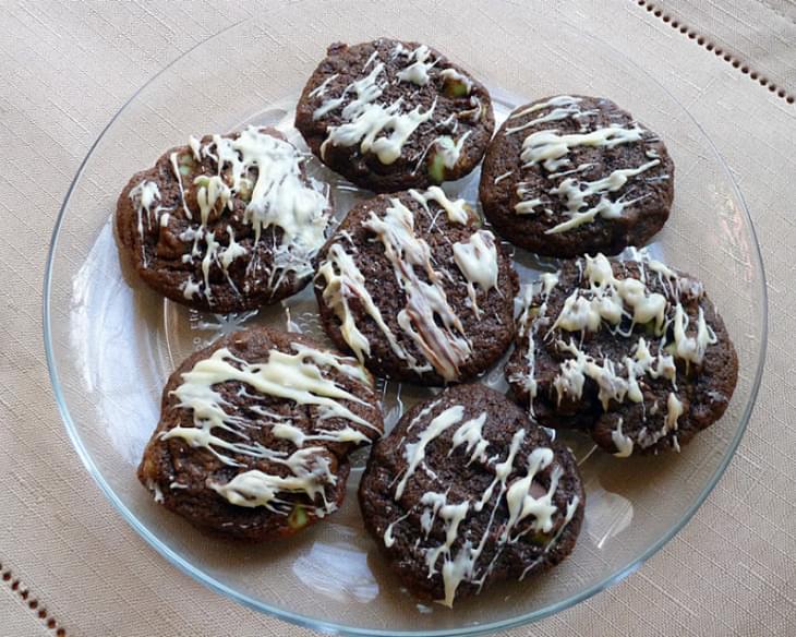 Double Chocolate Cookies with White Chocolate Drizzle