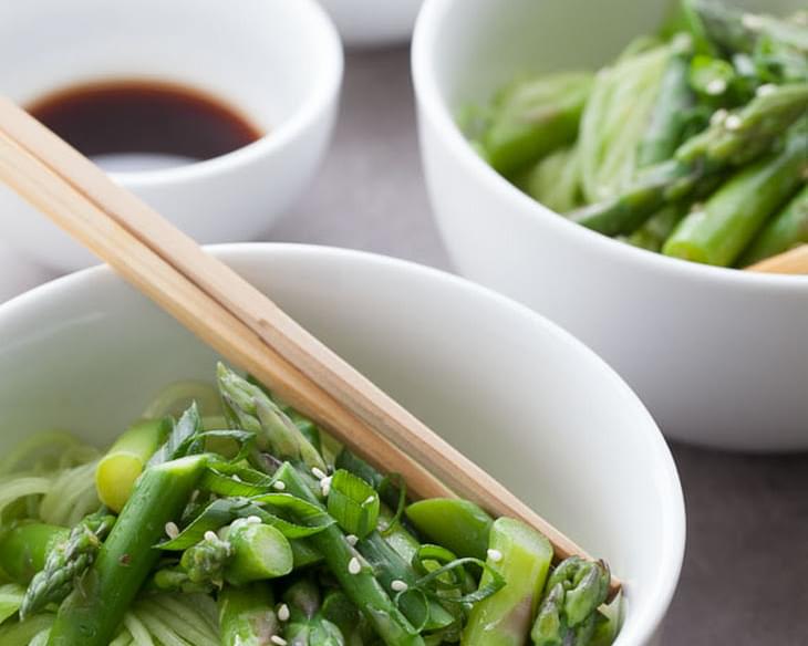Cucumber Noodles with Asparagus and Ginger Scallion Sesame Sauce