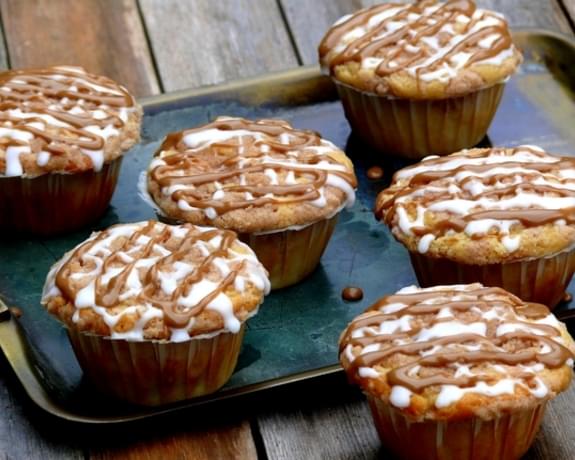 Buttermilk-Maple French Toast Muffins with Cinnamon Streusel and Maple-Buttermilk Glaze
