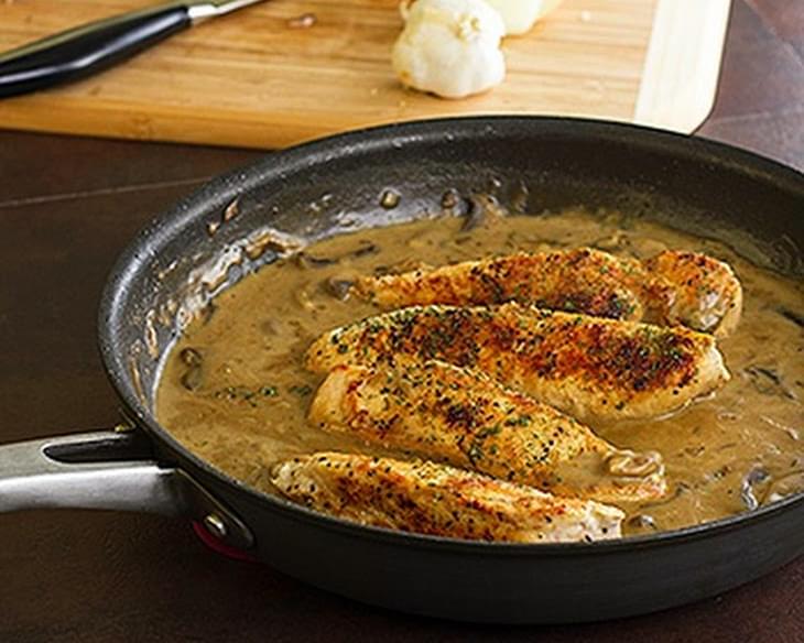 Chicken with Mushrooms in a Light Balsamic Cream Sauce