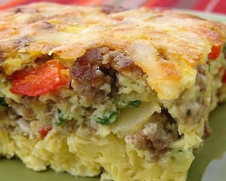 Baked Swiss and Sausage Omelet