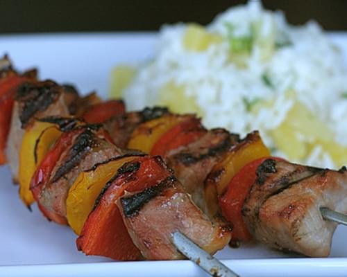Pacific Pork Kebabs with Pineapple Rice