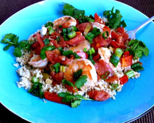 Garlic Shrimp in Coconut Milk, and Tomatoes with Cilantro From Skinnytaste.com