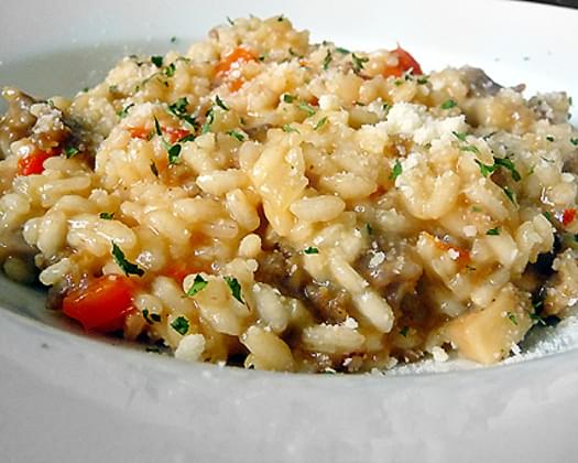 Italian Sausage, Red Pepper and Mushroom Risotto