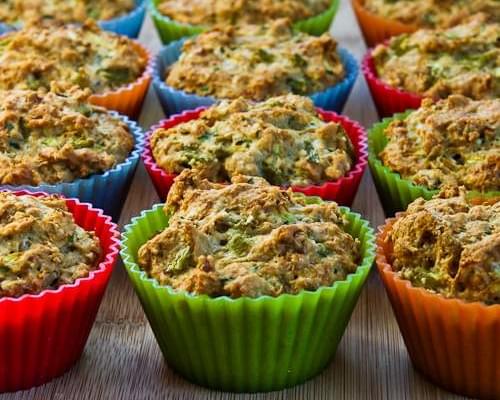 Savory Whole Wheat Zucchini Muffins with Green Chiles and Cheese