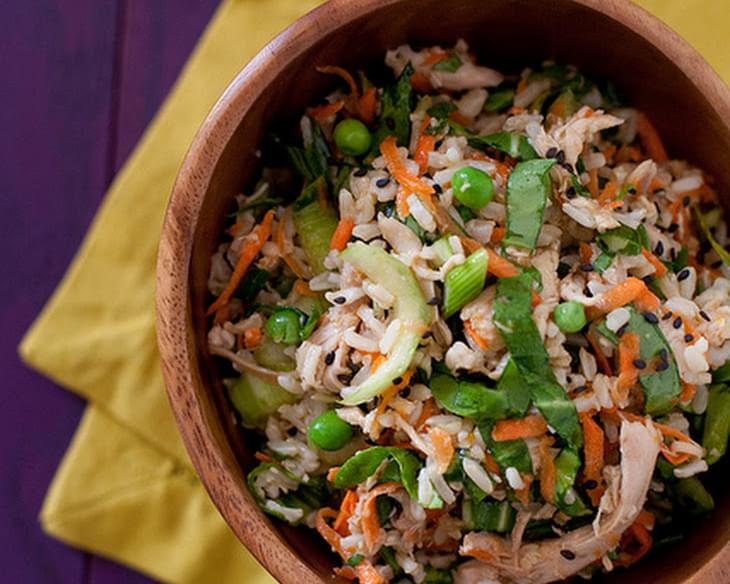 Bok Choy Brown Rice Salad with Orange Sesame Dressing