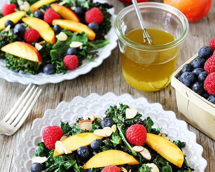Grilled Kale Salad with Berries & Nectarines