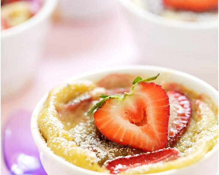 Orange-flavored Strawberry and Rhubarb Clafoutis