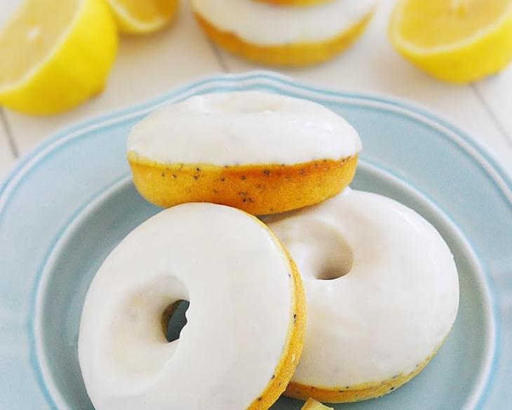 Lemon Poppy Seed Donuts with Vanilla Glaze
