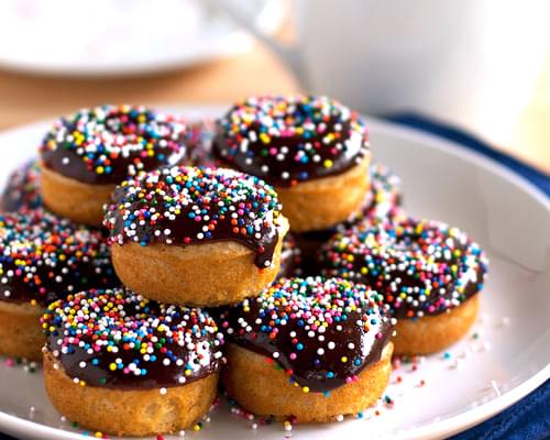 Chocolate Glazed Baked Mini Donuts