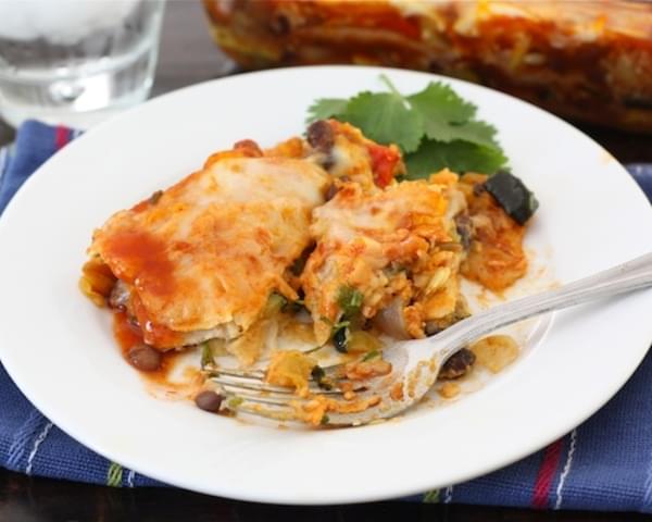 Roasted Vegetable Stacked Enchiladas