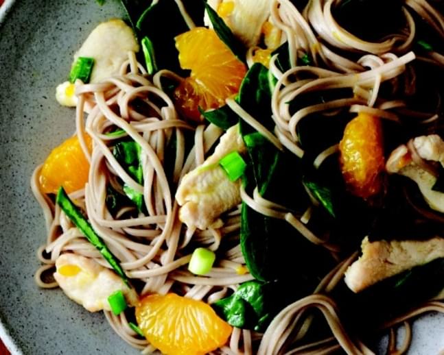 Cool Soba with Citrus Chicken and Spinach