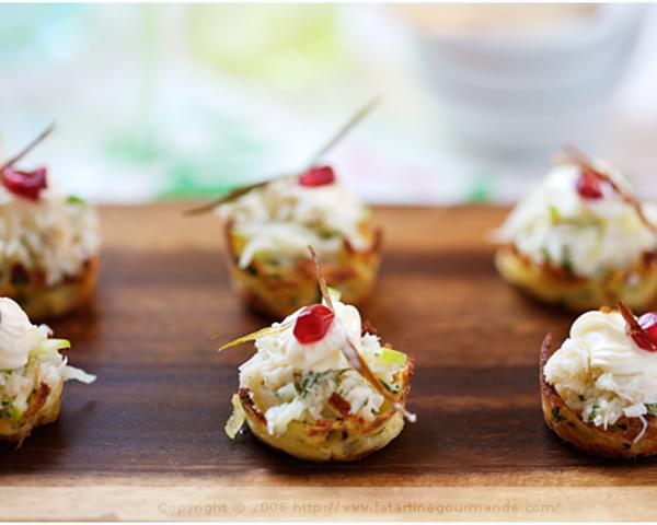Potato Nests with Crab and Apple Topping
