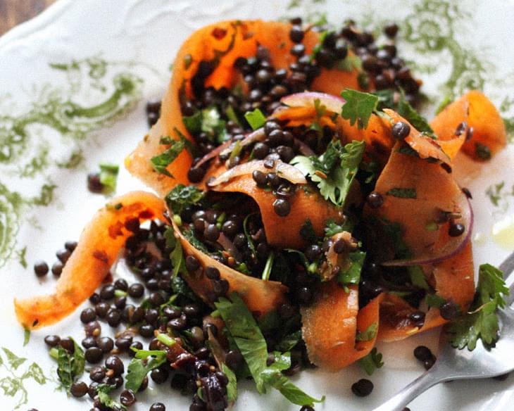 Moroccan Carrot Ribbons and Black Lentils