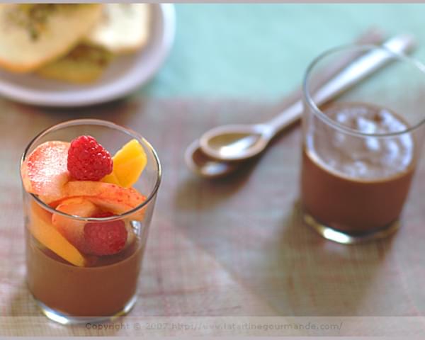 Dark Chocolate Custard and Colored Seasonal Fruit