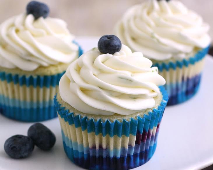 Blueberry Cupcakes with Lime Cream Cheese Frosting