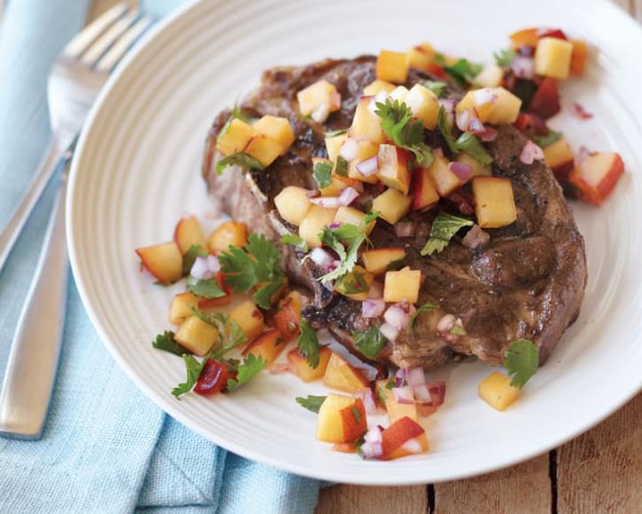 Grilled Lamb Chops with Fresh Peach Salsa