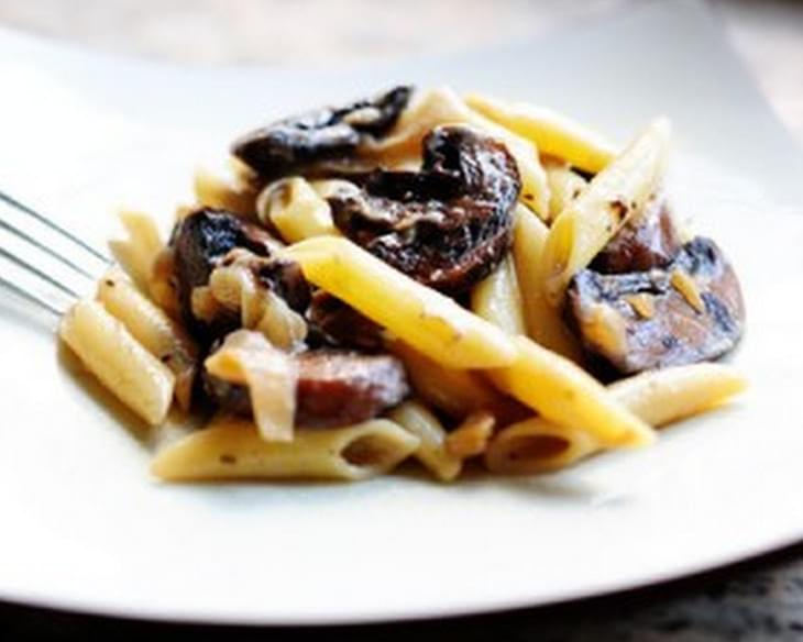 Pasta with Whiskey, Wine, and Mushrooms