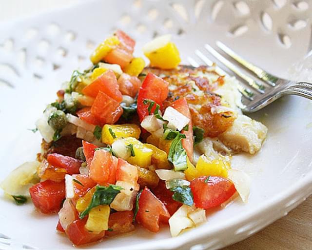 Potato-Crusted Snapper with Bell Pepper Salsa