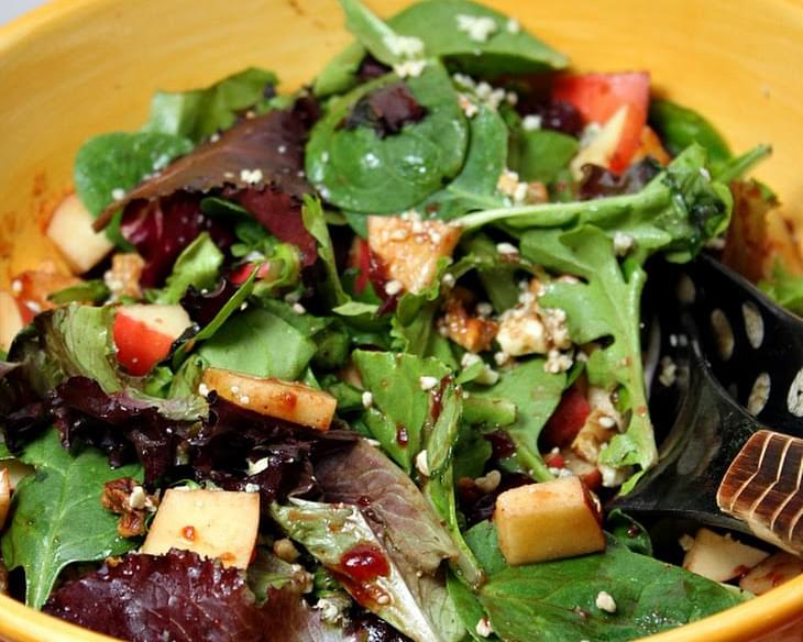 Pear, Walnut and Blue Cheese Salad with Cranberry Vinaigrette